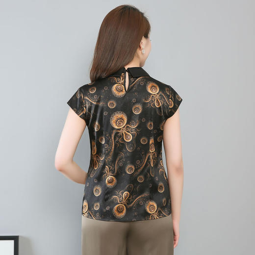 上海旗袍厂ZT-B2050丝绸服装女装真丝印花T恤 大码妈妈装桑蚕丝上衣小衫 商品图3