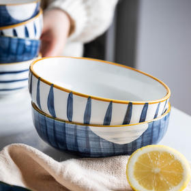 摩登主妇青瑶日式釉下彩饭碗沙拉碗陶瓷套装家用单个味碟汤碗面碗