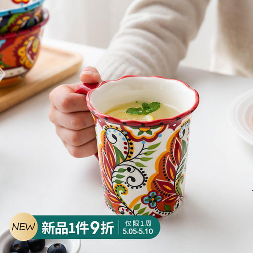 摩登主妇手绘陶瓷水杯办公室波西米亚杯子家用个性创意杯子马克杯 商品图2
