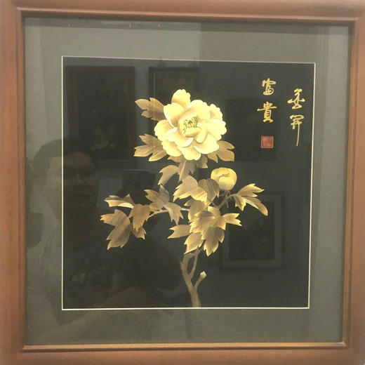 聂氏麦秆画 《花开富贵》纯手工制作 配礼盒 商品图0