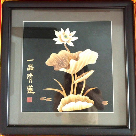 聂氏麦秆画 《一品清莲》纯手工制作 配礼盒 商品图0