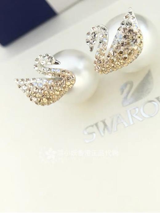 施华洛金色珍珠天鹅耳环 商品图0
