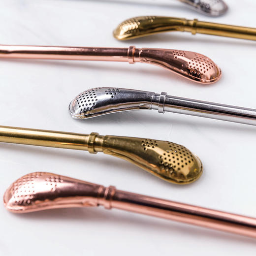 摩登主妇 北欧风不锈钢金色吸管ins黄铜不锈钢饮料吸管勺搅拌勺 商品图3