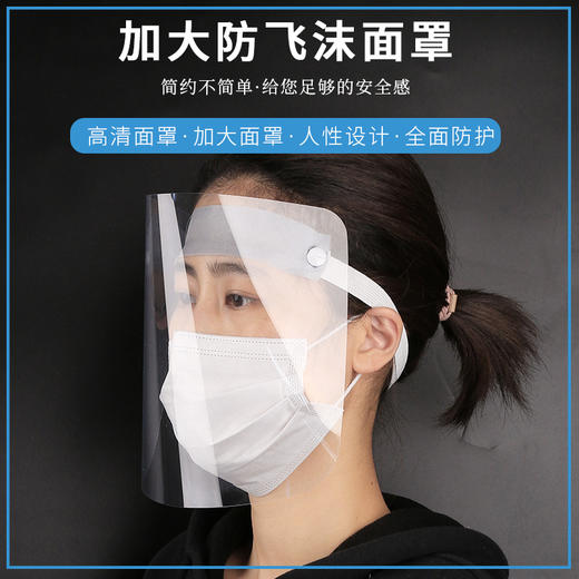 熊诺 防护透明面罩防护面罩透明塑料防飞沫唾沫防护戴式遮脸放防风面罩zmzxxlfhmz 商品图0