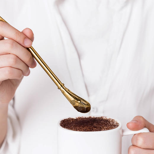 摩登主妇 北欧风不锈钢金色吸管ins黄铜不锈钢饮料吸管勺搅拌勺 商品图1