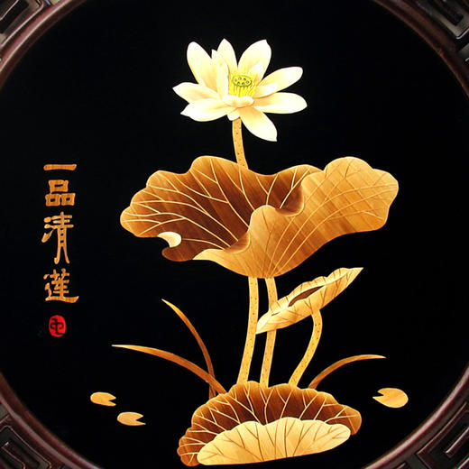 聂氏麦秆画 《一品清莲》纯手工制作 配礼盒 商品图0