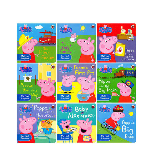 #凯迪克童书 啥是佩奇英文原版绘本小猪佩奇 粉红猪小妹peppa pig The Fire Engine and other Stories经典粉猪故事盒装9册 纸板书 商品图2