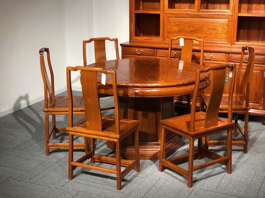 红桥红  家具严选  缅甸花梨(大果紫檀）  【128素边圆餐桌七件套】 商品图2