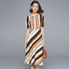 BHS-020104086新款女新款品质款中长款五分袖圆领撞色波点A字裙 商品缩略图0