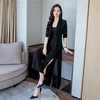 WZNH-HHSJ9907（配腰带）纯色方领气质优雅淑女五分袖简约百搭三件套装 商品缩略图4