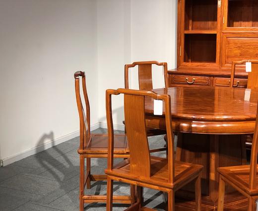 红桥红  家具严选  缅甸花梨(大果紫檀）  【128素边圆餐桌七件套】 商品图3