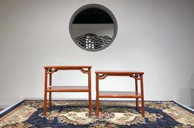 红桥红  家具严选  缅甸花梨(大果紫檀）  【罗锅枨 双层小茶水架】