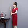 WXG-CS20-1春夏新款中式复古婚宴妈妈装醋酸旗袍裙 商品缩略图1