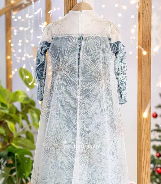 Lalumière鹿·謐| 冰雪公主高定款 蓝色丝绒手工钉珠 春秋 商品图1
