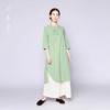 照本堂 W3730 棉麻袍子布衣茶服中式传统复古简约斜襟系带女汉服春 商品缩略图1