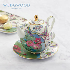 WEDGWOOD玮致活花间舞蝶一人悦享茶具三件组套装骨瓷欧式茶壶杯碟