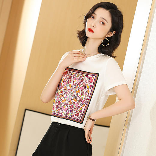 上海旗袍厂ASE-039   印花真丝T恤 商品图1