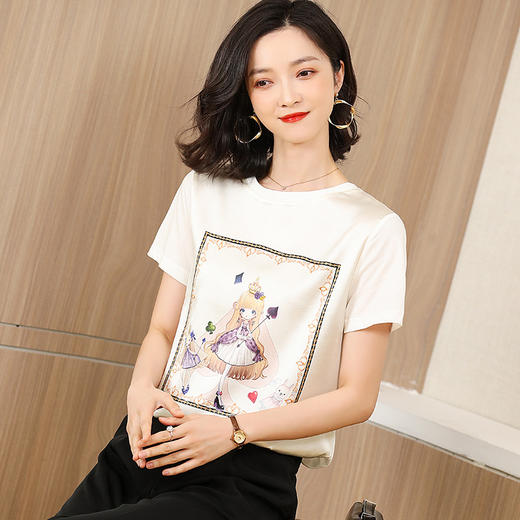 上海旗袍厂ASE-050印花真丝T恤 商品图1