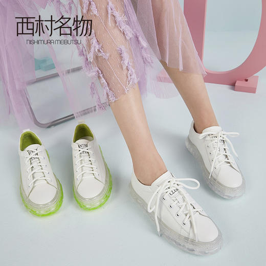 西村名物春季新款水晶果冻底饼干小白鞋T20AM19541 商品图2