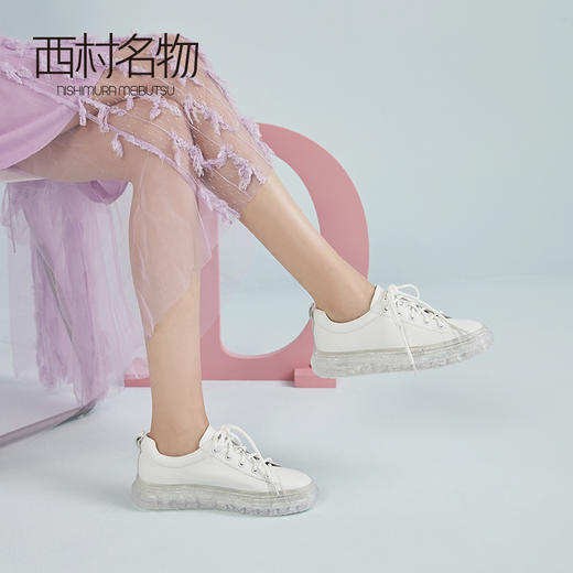 西村名物春季新款水晶果冻底饼干小白鞋T20AM19541 商品图4