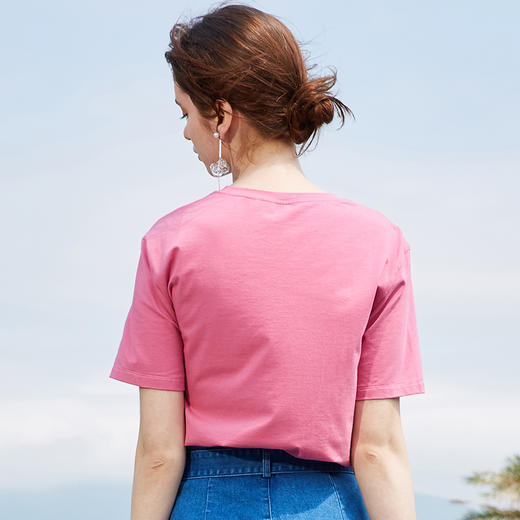 欧芮儿夏装新款女装刺绣绣花短袖t恤女宽松上衣字母短T小衫 商品图2