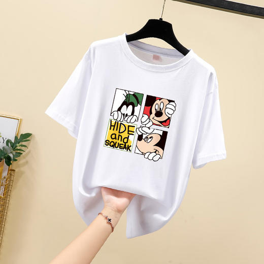 NRJ-4F-C405-F287-宽松大码米奇短款圆领短袖T恤女ZXH 商品图1