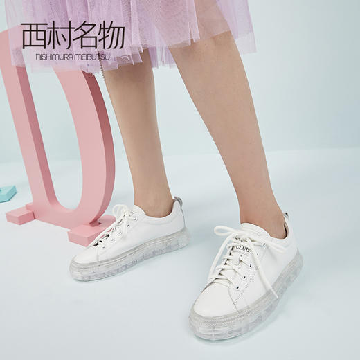 西村名物春季新款水晶果冻底饼干小白鞋T20AM19541 商品图3