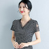 ZZ-LA06530针织衫半袖妈妈装短袖V领上衣显瘦潮体桖 商品缩略图1