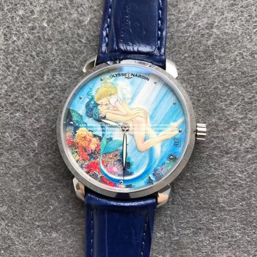 新款巨献 雅典鎏金经典系列！ 雅典有一款让人过目不忘的腕表，是一款限量腕表，可作为收藏佳品.运用十枚为基础，用现代女孩与美人鱼、鲨鱼三者的故事展开主题. 【字面】经过反复试版, 面盘颜色位置与原 商品图1