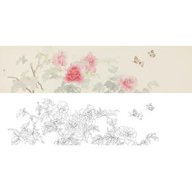 张莉莉横幅没骨画工笔花鸟白描底稿 ZA10