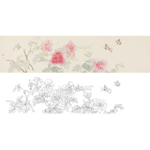 张莉莉横幅没骨画工笔花鸟白描底稿 ZA10 商品图0