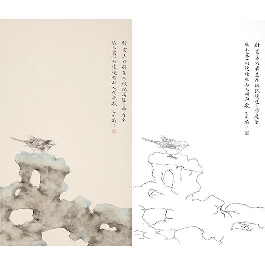 张莉莉竖幅没骨画工笔花鸟白描底稿 ZA20 商品图0