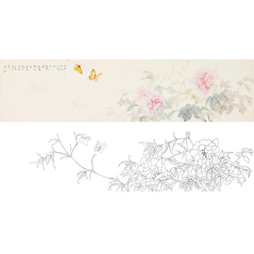张莉莉横幅没骨画工笔花鸟白描底稿 ZA09 商品图0