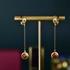 HTY-se4939复古风925纯银镀金方形镶嵌南红耳环 商品缩略图1
