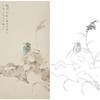 张莉莉竖幅没骨画工笔花鸟白描底稿 ZA05 商品缩略图0