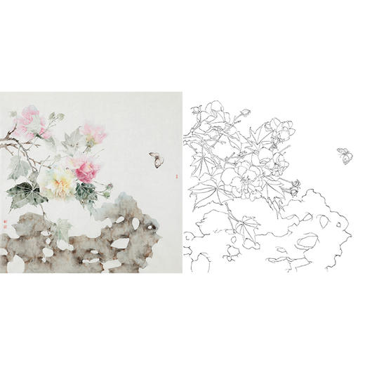 张莉莉没骨画工笔花鸟白描底稿-斗方小品册页 ZA03 商品图0
