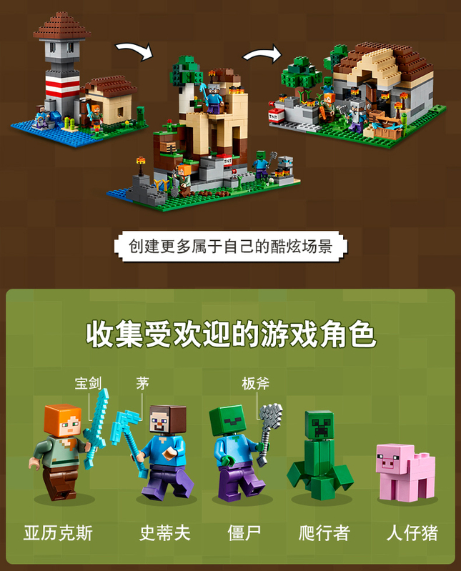 0 lego 乐高 21161 乐高我的世界系列 适用年龄:7-12岁【6月新品】