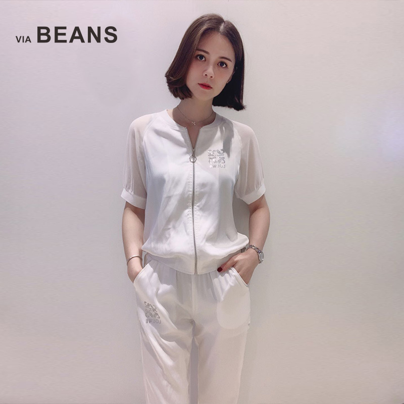 烫钻拉链短袖加烫钻长裤\8122220001