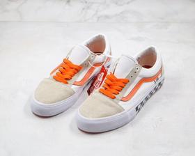 万斯 Vans 米白橘色 棋盘格子 限定配色 新款出货， Vans Old Skool PRO低帮街头滑板鞋  🌵Size：35--44