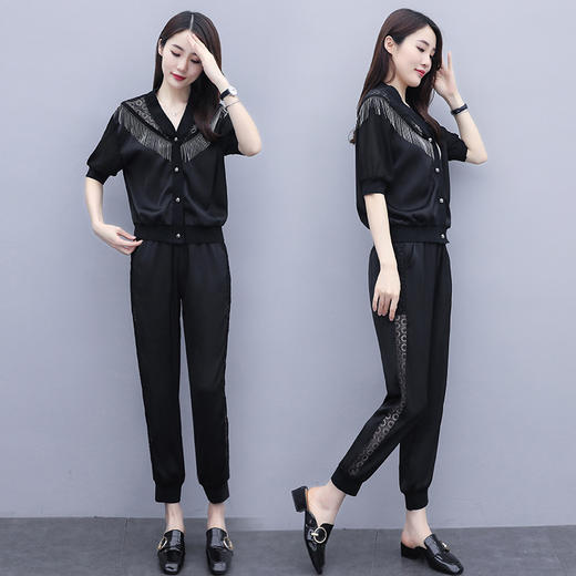 WZNH-ANY211新款欧货运动套装个性显瘦气质两件套 商品图2