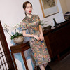 ZAYS-新品仿香云纱短袖低领中老年妈妈装气质宴会礼服旗袍 商品缩略图2