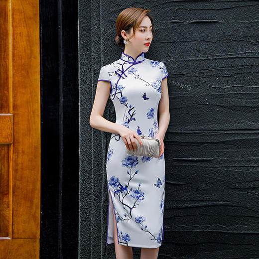 CX-0187新款立领简约印花改良旗袍 商品图1