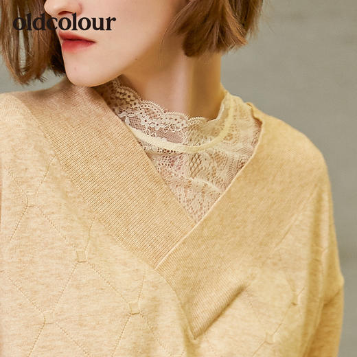 oldcolour新款V领修身针织衫女长袖套头衫女装 商品图3