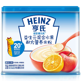 亨氏超金小蓝罐益生元混合水果配方营养米粉225g