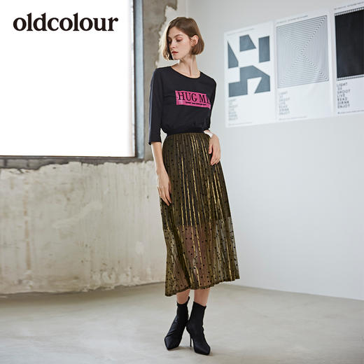 oldcolour中袖T恤女商场款圆领短袖修身女 商品图4