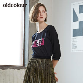 oldcolour中袖T恤女商场款圆领短袖修身女