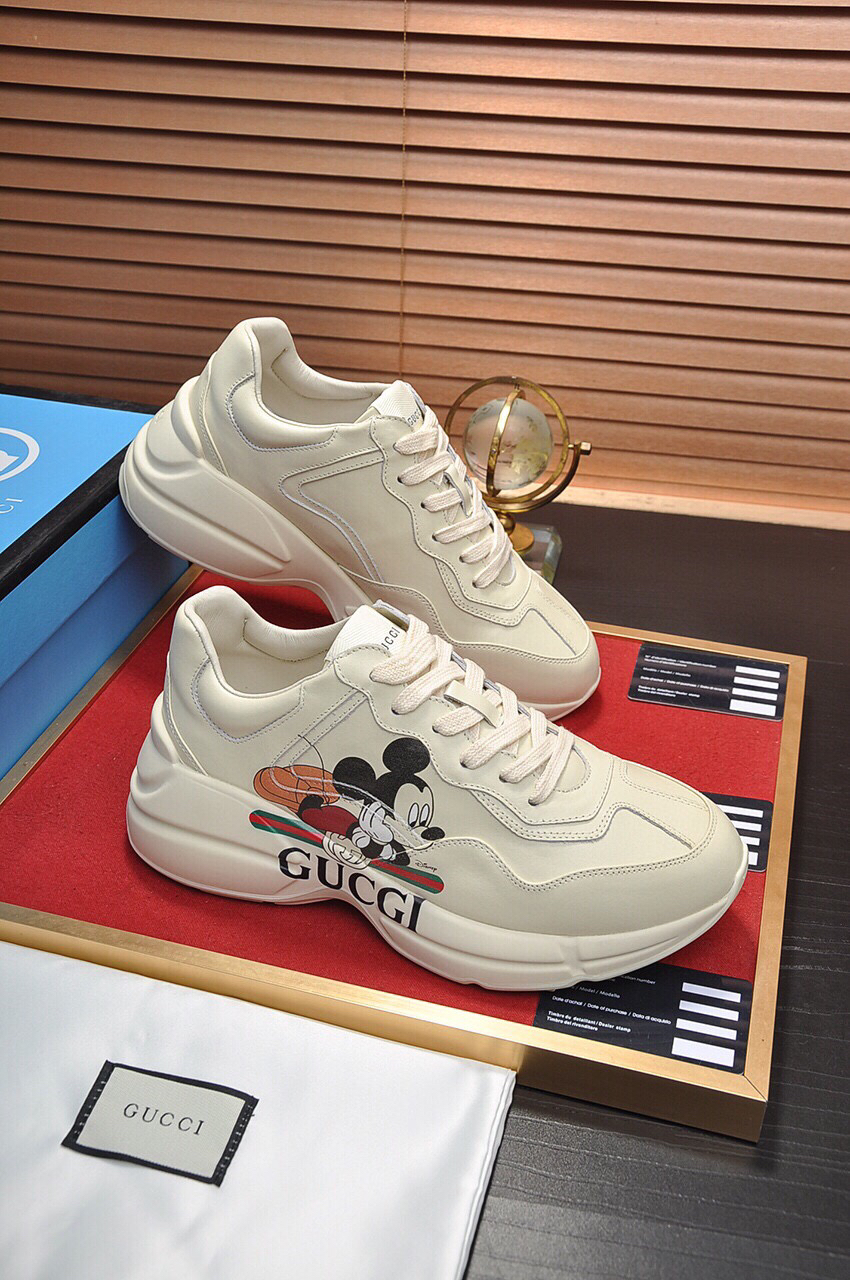 夏日特价580 古驰gucci rhyton 古奇皮革运动鞋;情侣款高版本老爹鞋