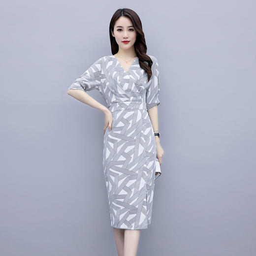XFFS-WR31759女人味印花连衣裙夏新款韩版气质淑女优雅修身高腰一步裙 商品图0
