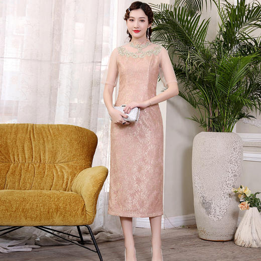 DLQ-A2323妈妈礼服优雅高贵闪光气质连衣裙 商品图0