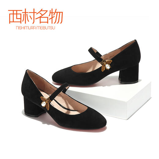 西村名物复古玛丽珍包头中跟单鞋X281E10483 商品图1